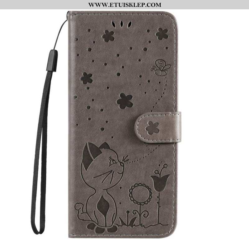 Etui Folio do Honor Magic 5 Lite z Łańcuch Kot I Pszczoła Z Smyczą